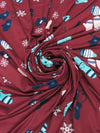 Claret/Aqua/Bubblegum/Multi Polyester/Lycra Winter Mittens And Hats Print Double Brushed Knit 58W