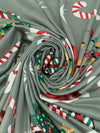 Dolphin Gray/White/Red/Multi Polyester/Lycra Christmas Decor Print Double Brushed Knit 56W