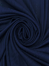 Navy Blue 100% Polyester Vertical Pindot Diamond Stripe Weave Rib Knit 36W