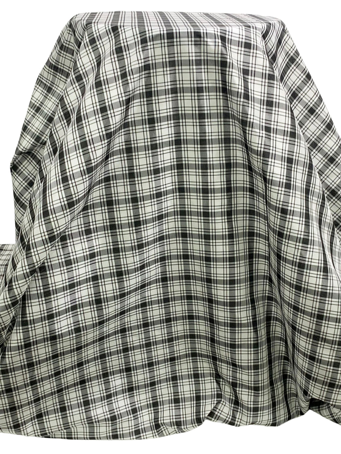 Off-White/Black 100% Acetate Plaid Taffeta 65W