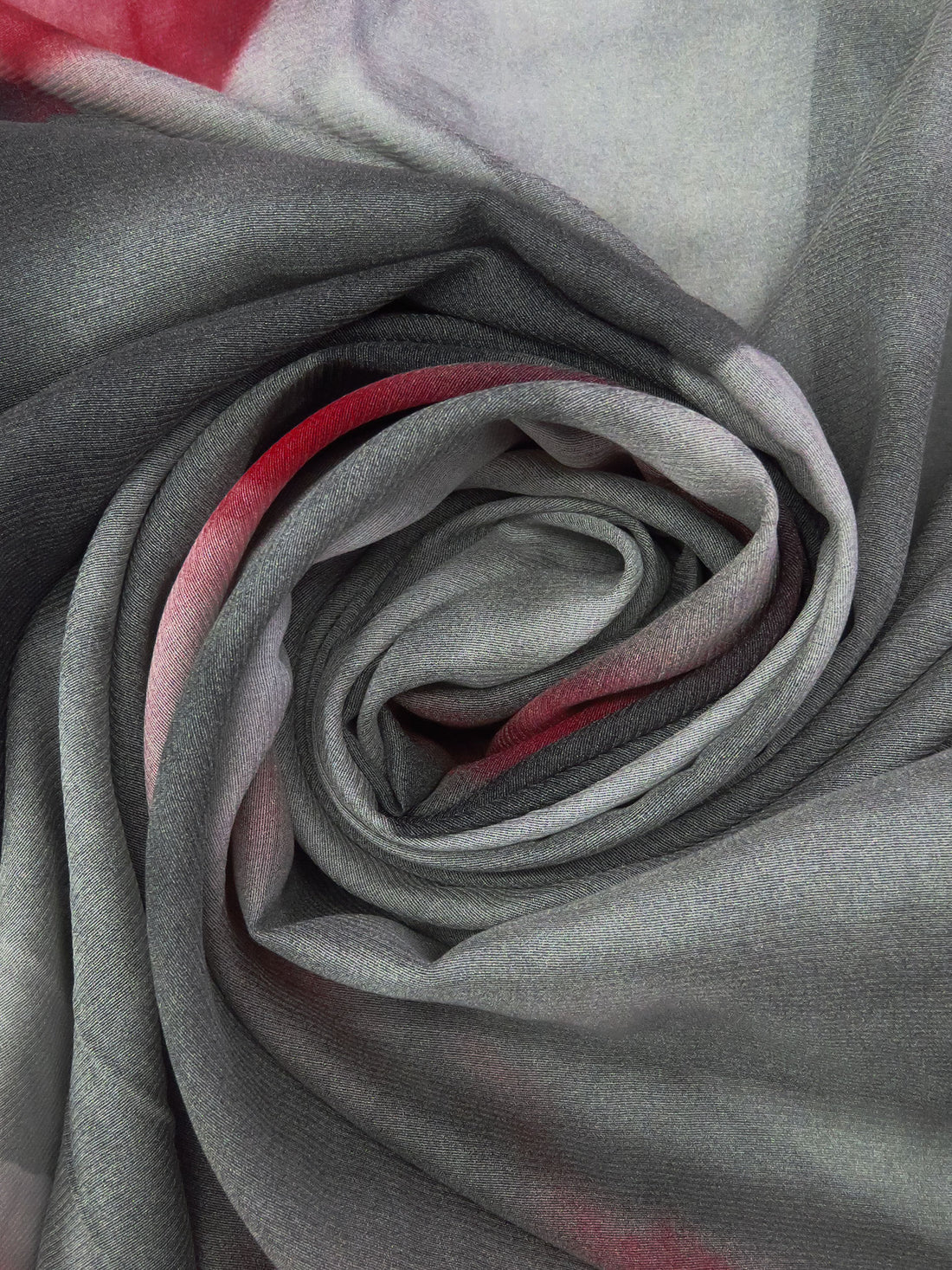 Black/Dark Gray/Scarlet/Multi Silk/Spandex Giant Floral Print Stretch Chiffon - NY Designer - 52W