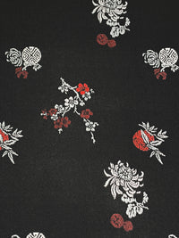 Obsidian Black/Crimson/Platinum 100% Acetate Brocade Floral Weave Satin 59W