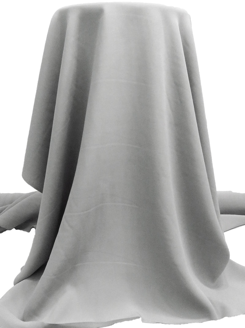 Light Gray 100% Silk 3 Ply Crepe - NY Designer - 42W
