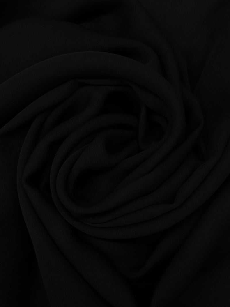 Jet Black 100% Silk Double Georgette - NY Designer - 42W