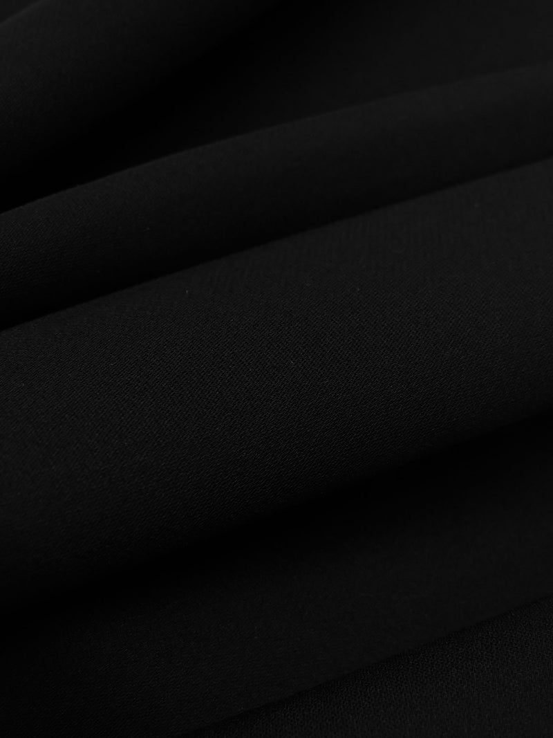Jet Black 100% Silk Double Georgette - NY Designer - 42W