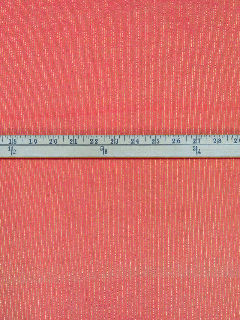 Salmon/Gold Silk/Metallic Vertical Stripe Weave Chiffon - NY Designer - 42W