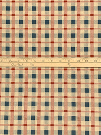 Wheat/Navy/Deep Red Polyester/Cotton Plaid Voile - Albert Nippon - 34W