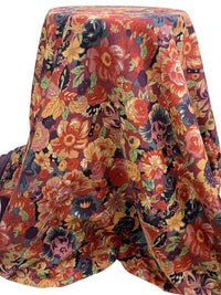 SOLD BY THE PANEL ONLY - Old Mauve/Bronze/Multi Wool/Cotton Floral Print Challis 53W