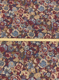 Light Slate Blue/Garnet/Dark Tan/Multi Wool/Cotton Floral Print Challis 53W