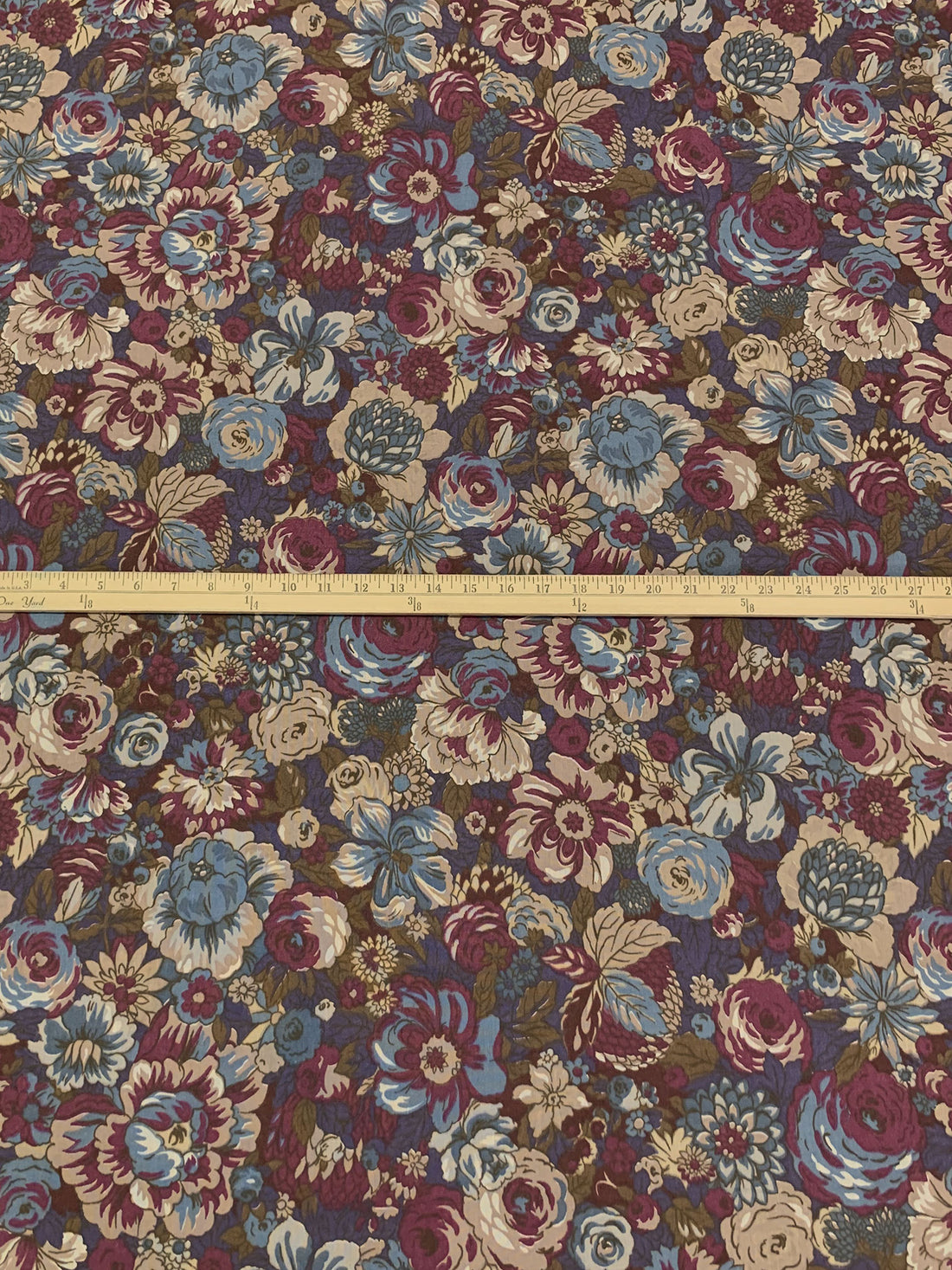 Cadet Blue/Stone Taupe/Earth Brown/Multi Wool/Cotton Floral Print Challis 53W