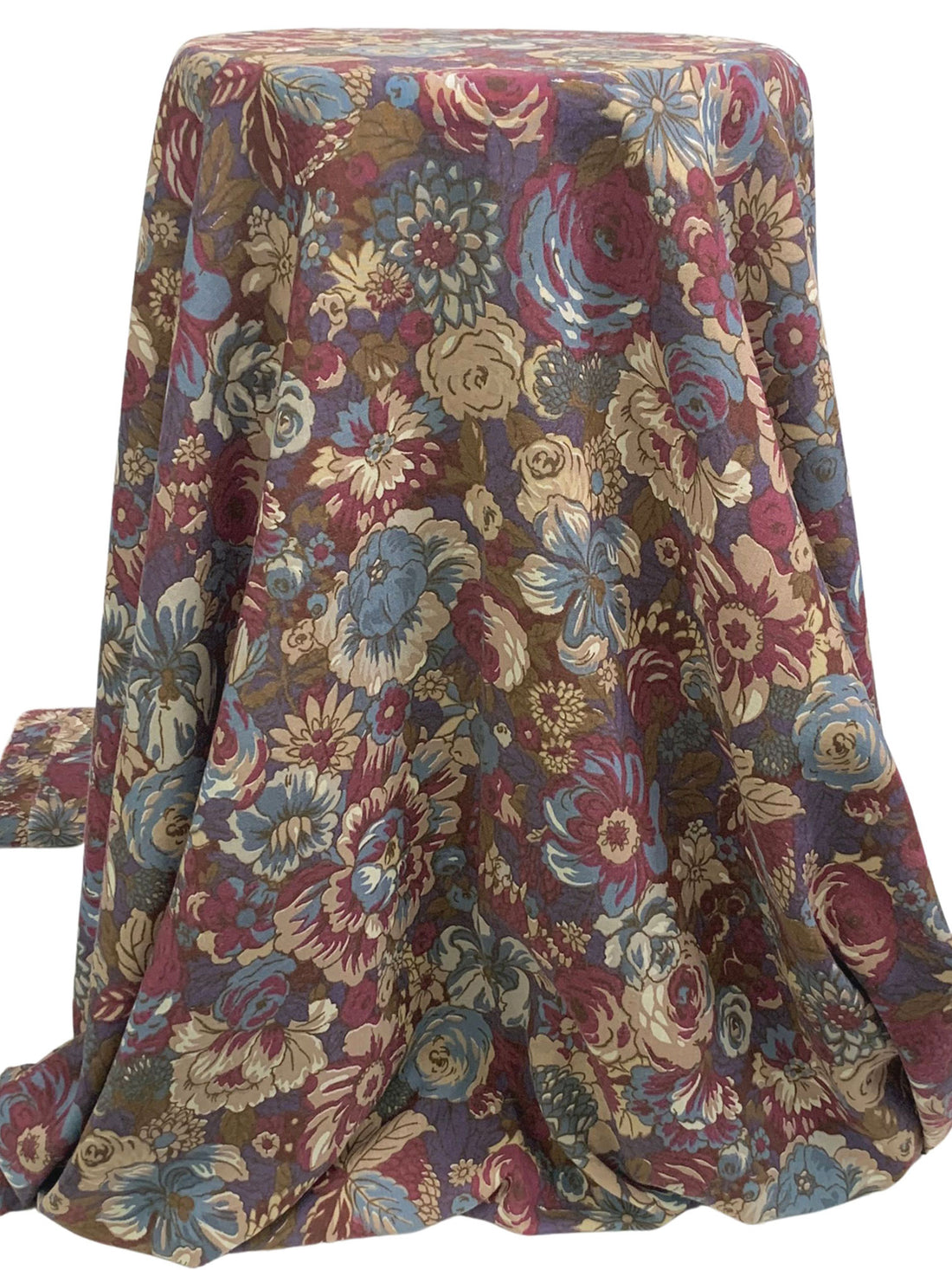 Cadet Blue/Stone Taupe/Earth Brown/Multi Wool/Cotton Floral Print Challis 53W