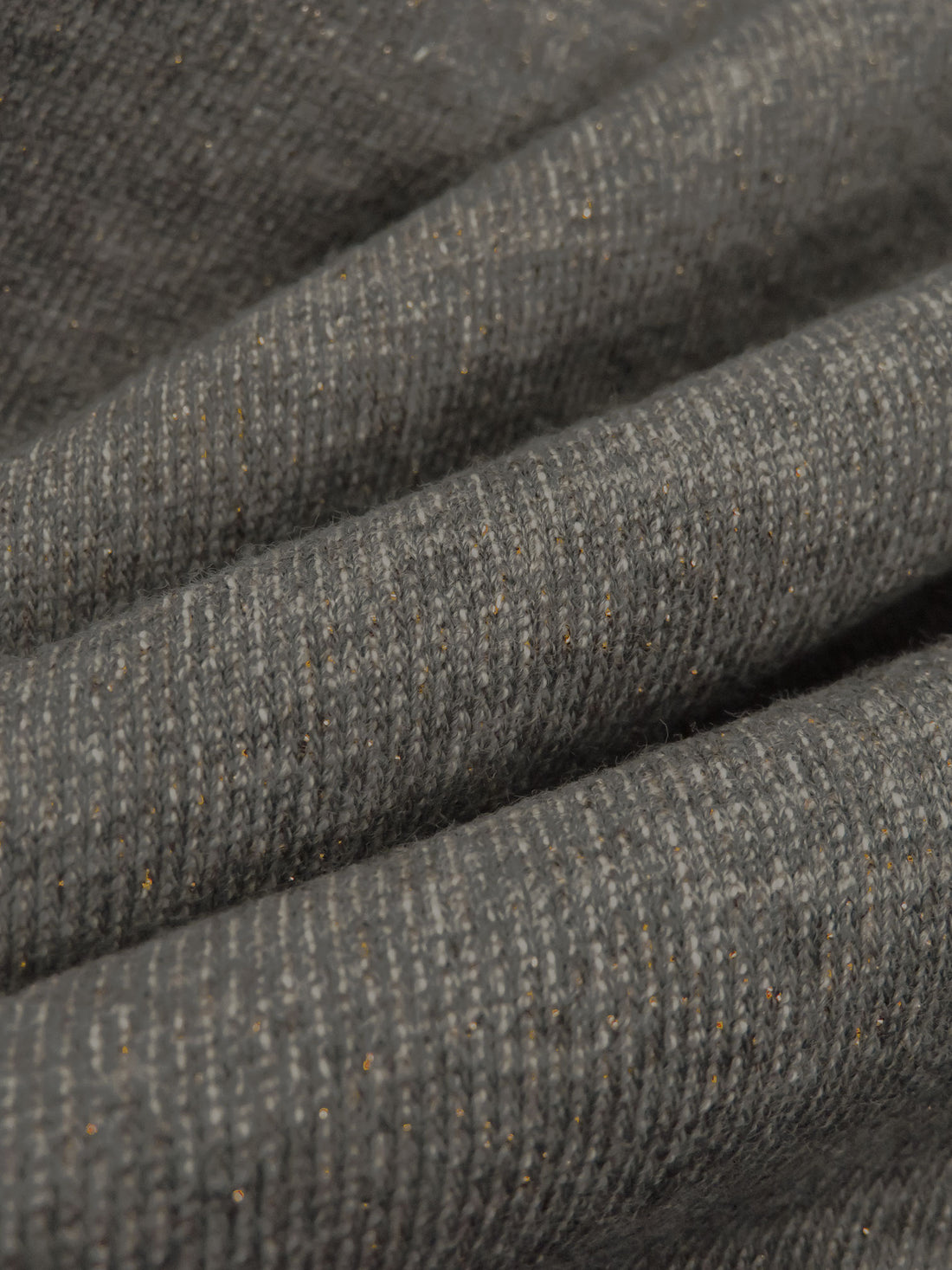 Mid Gray/White/Gold Cotton/Metallic/Polyester/Lycra Heathered French Terry Knit 62W
