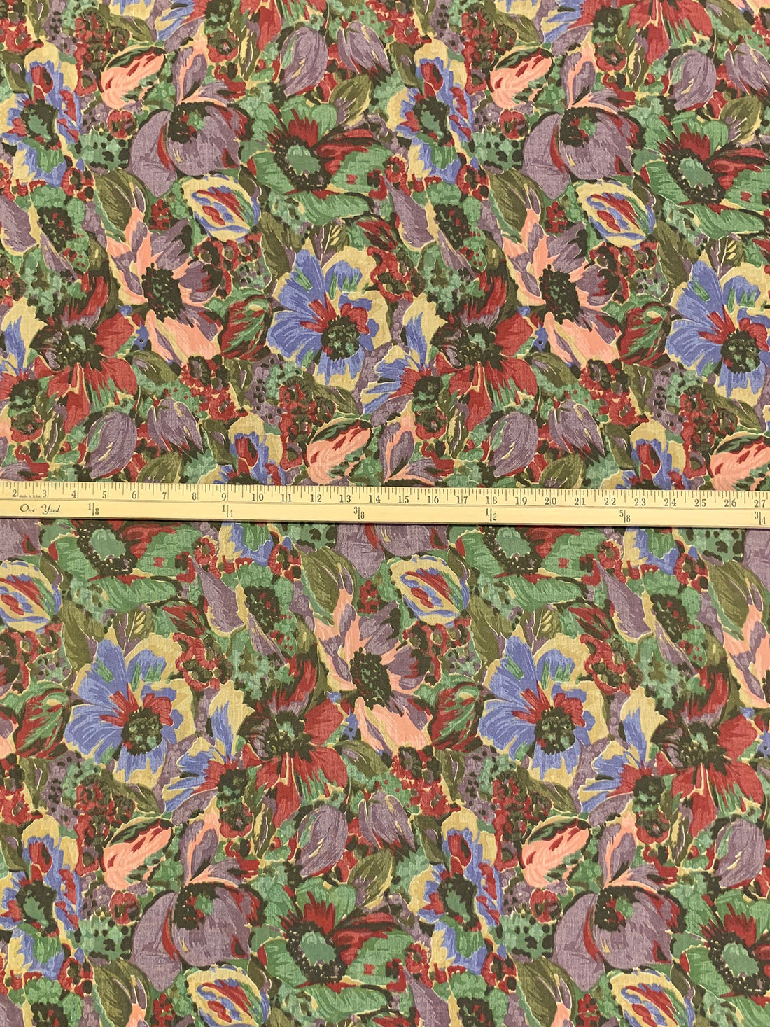 Chestnut Red/Shadow Blue/Old Forest/Multi Wool/Cotton Floral Print Challis 53W
