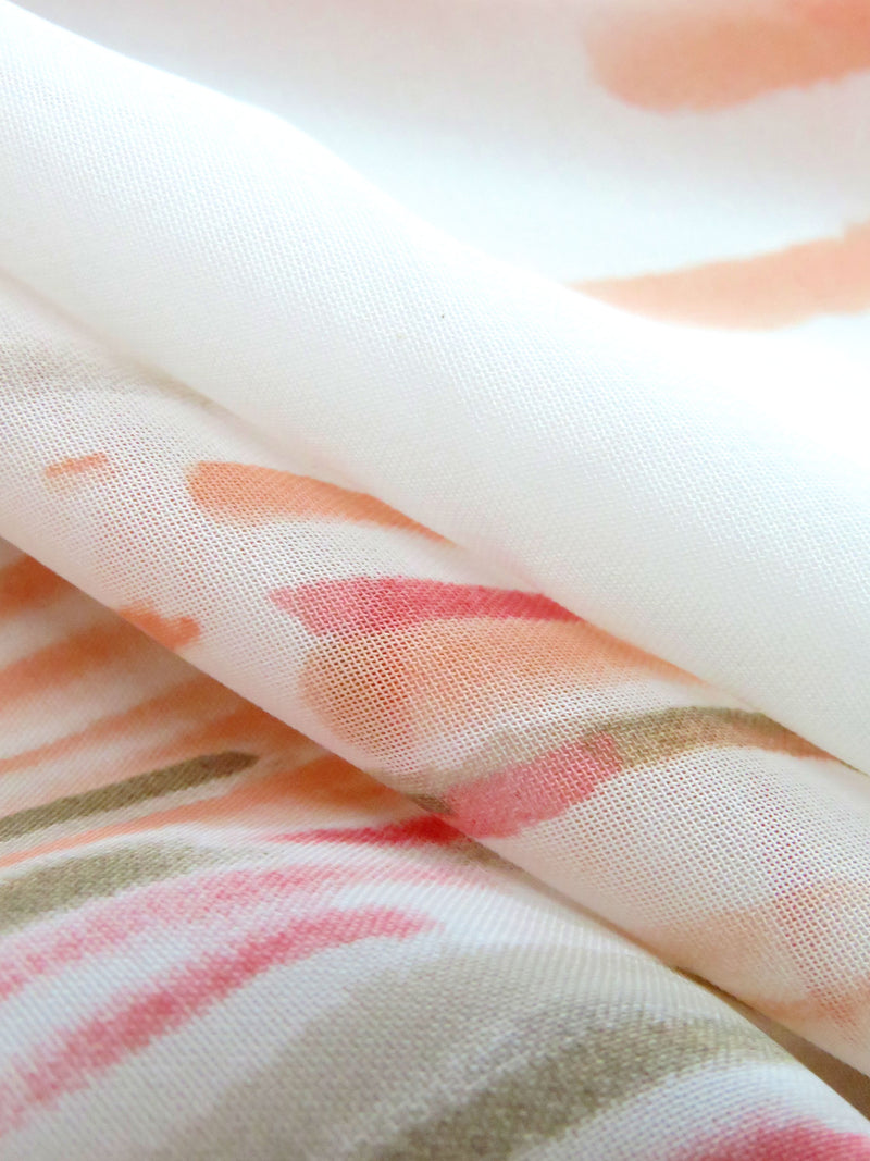 White/Strawberry Pink/Olive/Multi 100% Polyester Painterly Stripe Print Chiffon - Famous Dress Designer - 56W