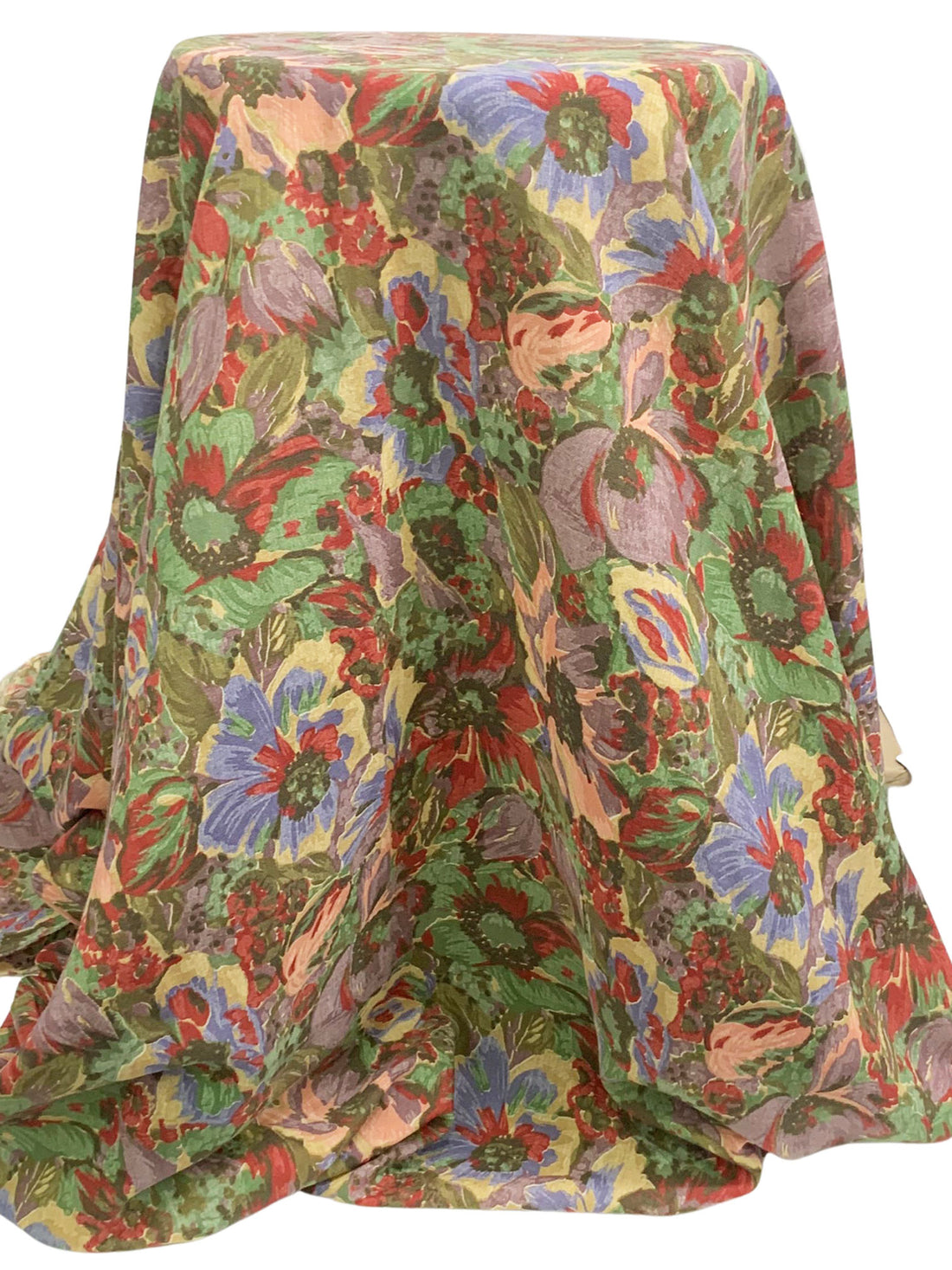 Chestnut Red/Shadow Blue/Old Forest/Multi Wool/Cotton Floral Print Challis 53W
