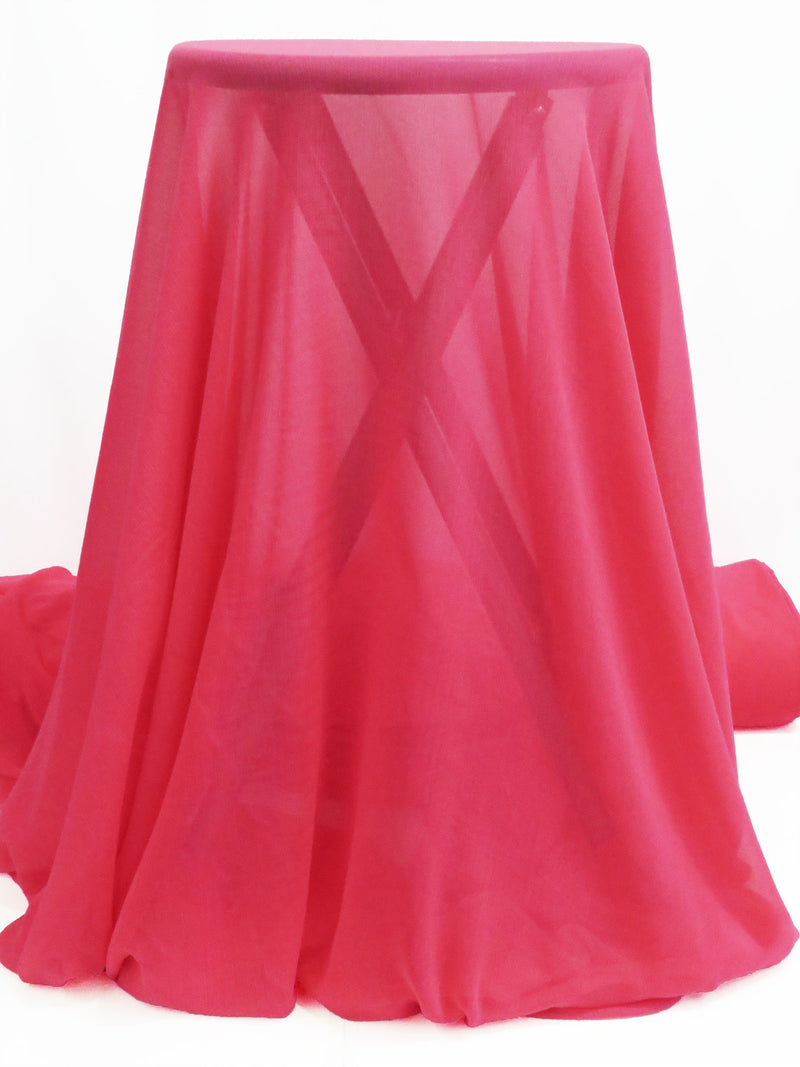 Hot Fruit Punch Pink 100% Polyester Crinkle Chiffon 58W