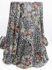 Glacier Gray/Cherry Blossom/Irish Green/Multi 100% Polyester Animal And Floral Print Crinkle Chiffon - Famous Dress Designer - 56W