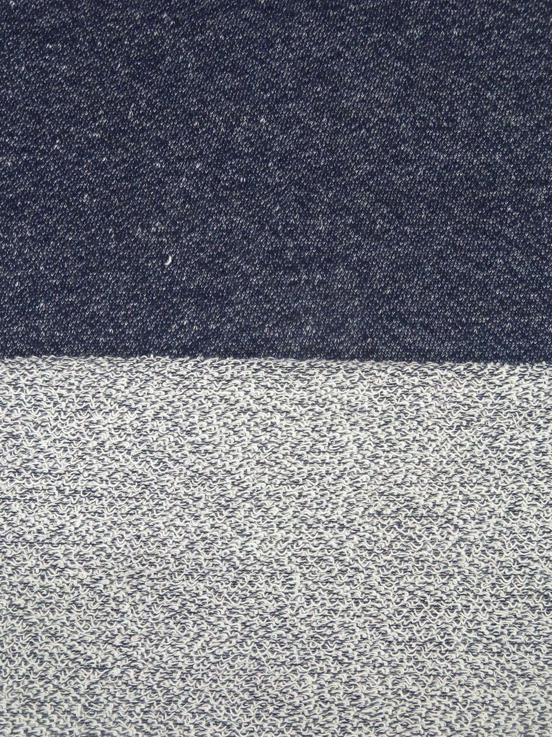 Dark Navy/White 100% Cotton Heathered French Terry Knit 53W
