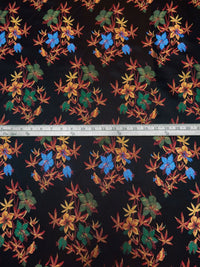 Black/Dark Red/Copper/Multi 100% Acetate Tropical Floral Weave Brocade Satin - Imported From France - 58W