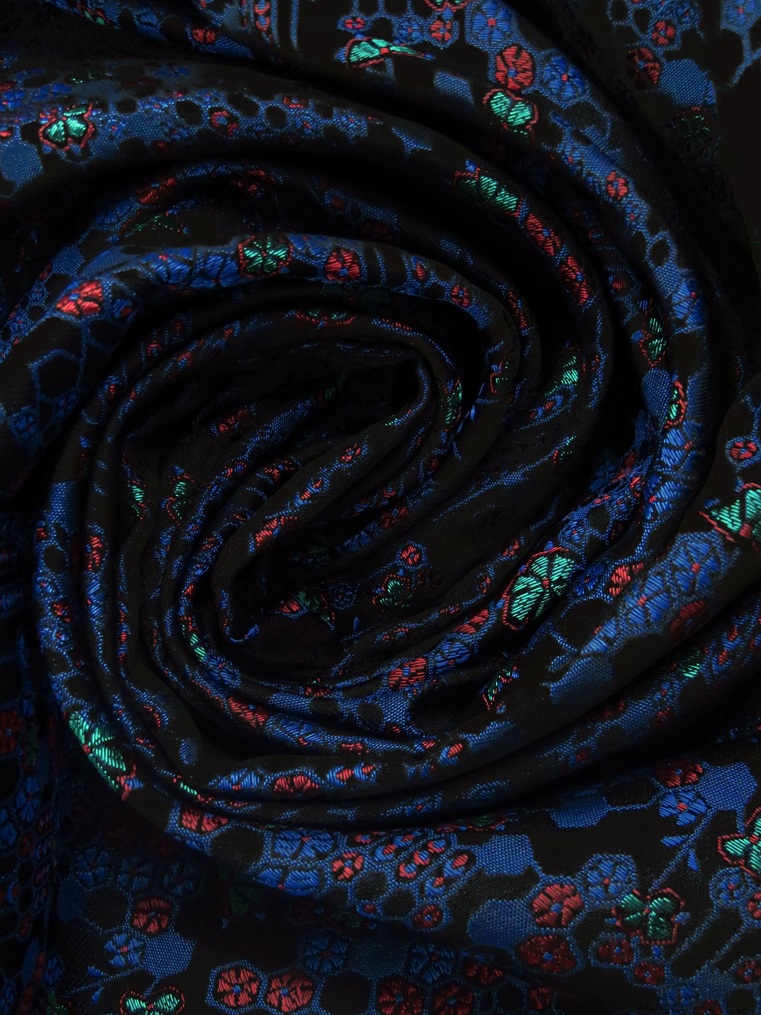 Black/Dark Blue/Brick Red/Multi 100% Acetate Geometric Floral