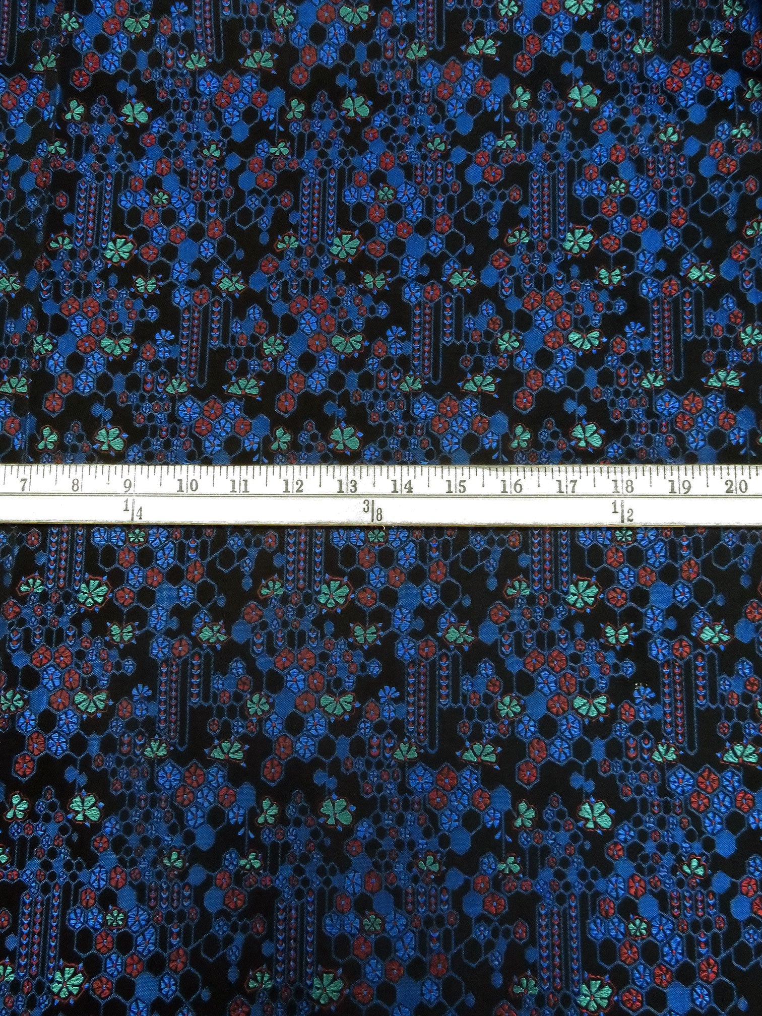 Black/Dark Blue/Brick Red/Multi 100% Acetate Geometric Floral