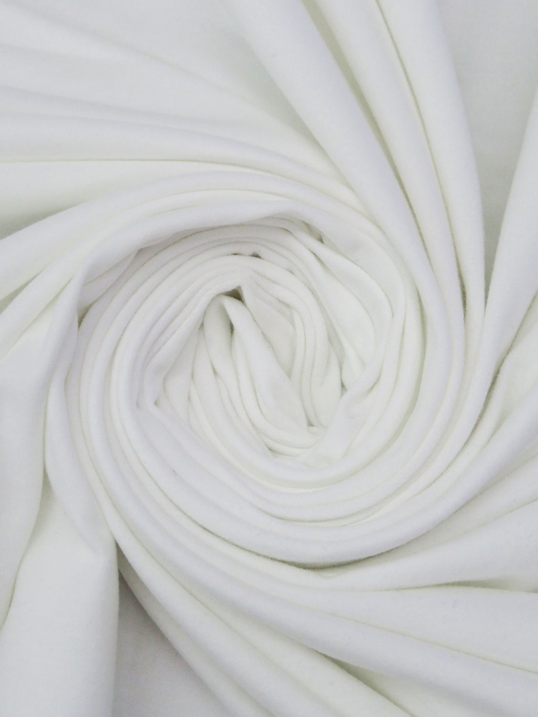 Pure White Polyester/Cotton/Lycra Brushed Jersey Knit 60W