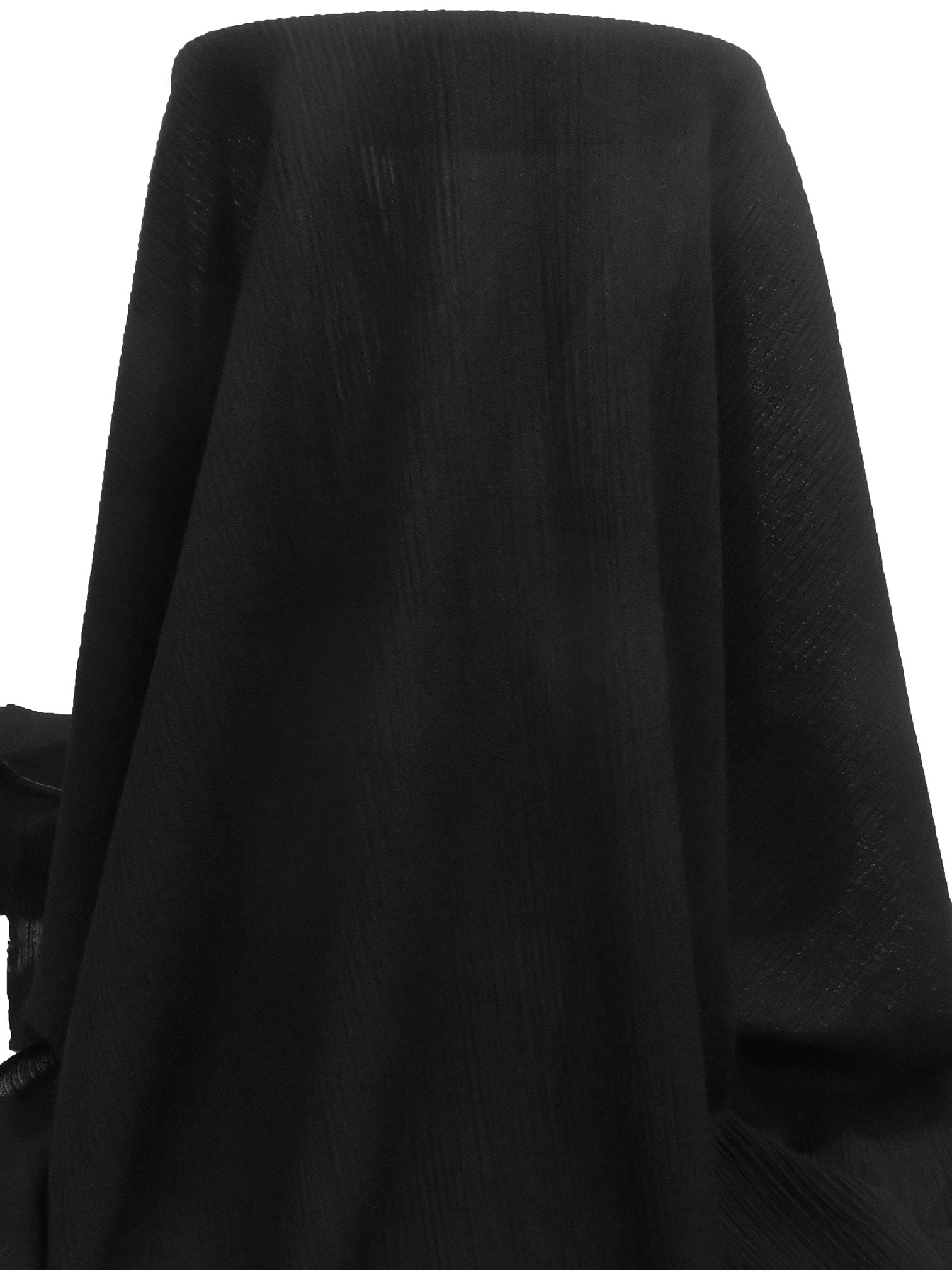 Black 100% Wool Crinkle Gauze - Imported From Italy - 56W – Fabric