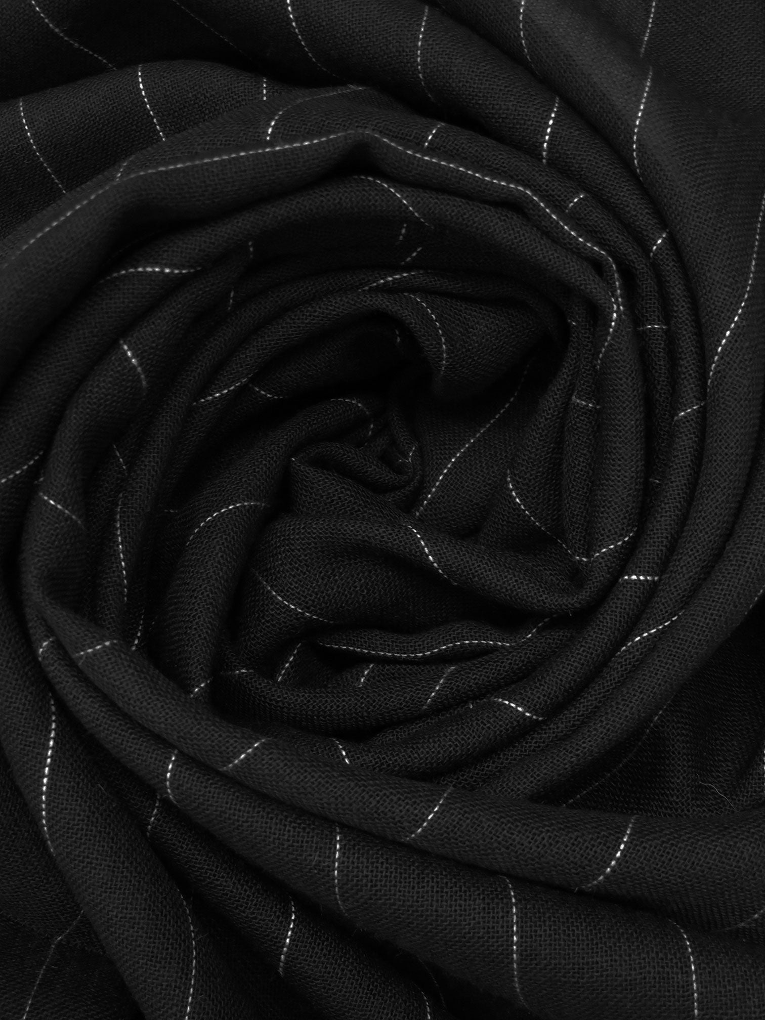 Black/Mid Gray 100% Wool Vertical Pinstripe Gauze - Imported From