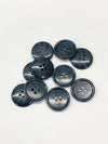 Slate Blue-Gray Marbled Raised Rim 4-Hole Plastic Button 7/8" - Quantity Of 10