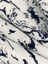 White/Navy Linen/Cotton Abstract Print Shirt-Weight Woven 54W