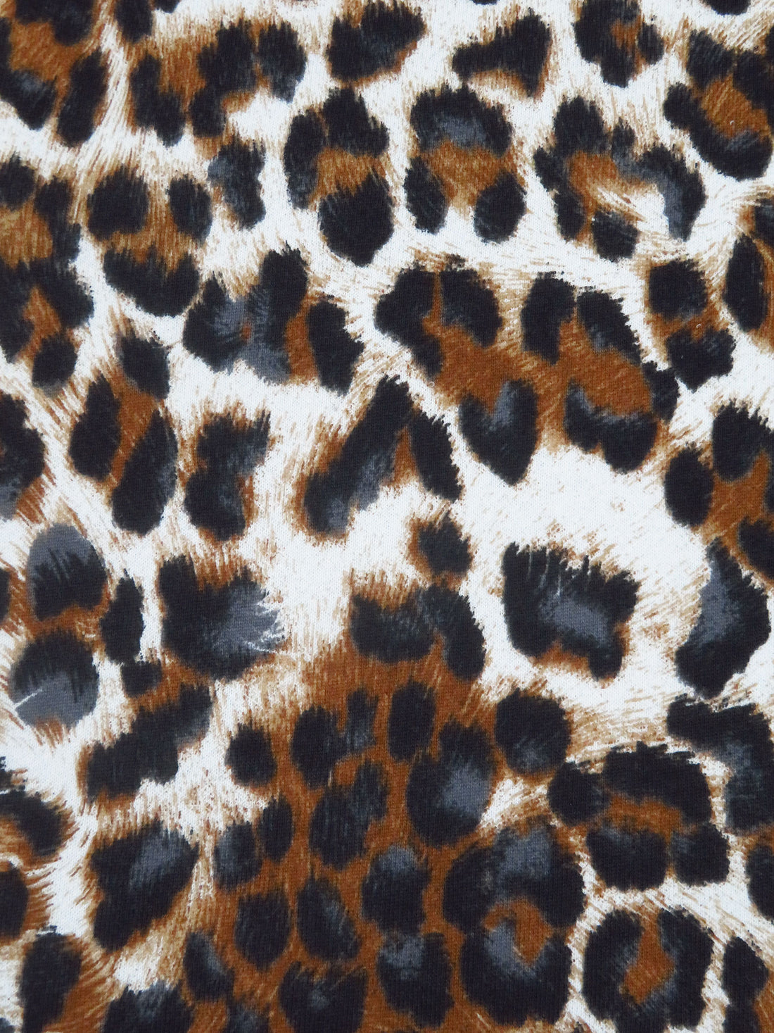 Russet/Matte Black/White/Multi 100% Cotton Animal Spot Print French Terry Knit 52W