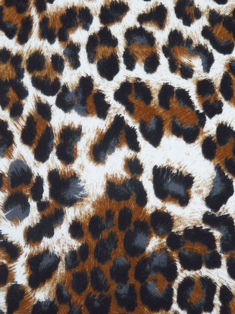 Russet/Matte Black/White/Multi 100% Cotton Animal Spot Print French Terry Knit 52W