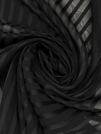 Black 100% Polyester Vertical Satin Stripe Chiffon 43W
