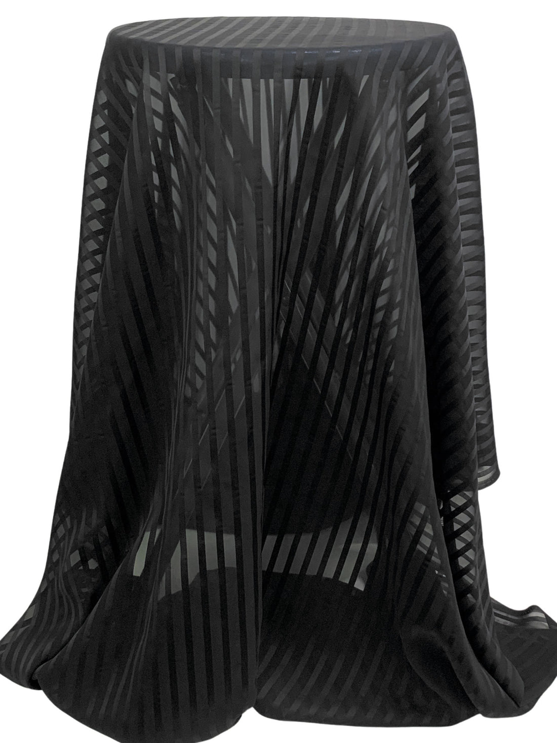 Black 100% Polyester Vertical Satin Stripe Chiffon 43W