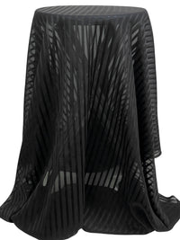 Black 100% Polyester Vertical Satin Stripe Chiffon 43W