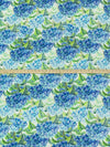 Cornflower Blue/Vivid Lime/White 100% Rayon Floral Print Challis 52W