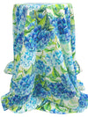 Cornflower Blue/Vivid Lime/White 100% Rayon Floral Print Challis 52W