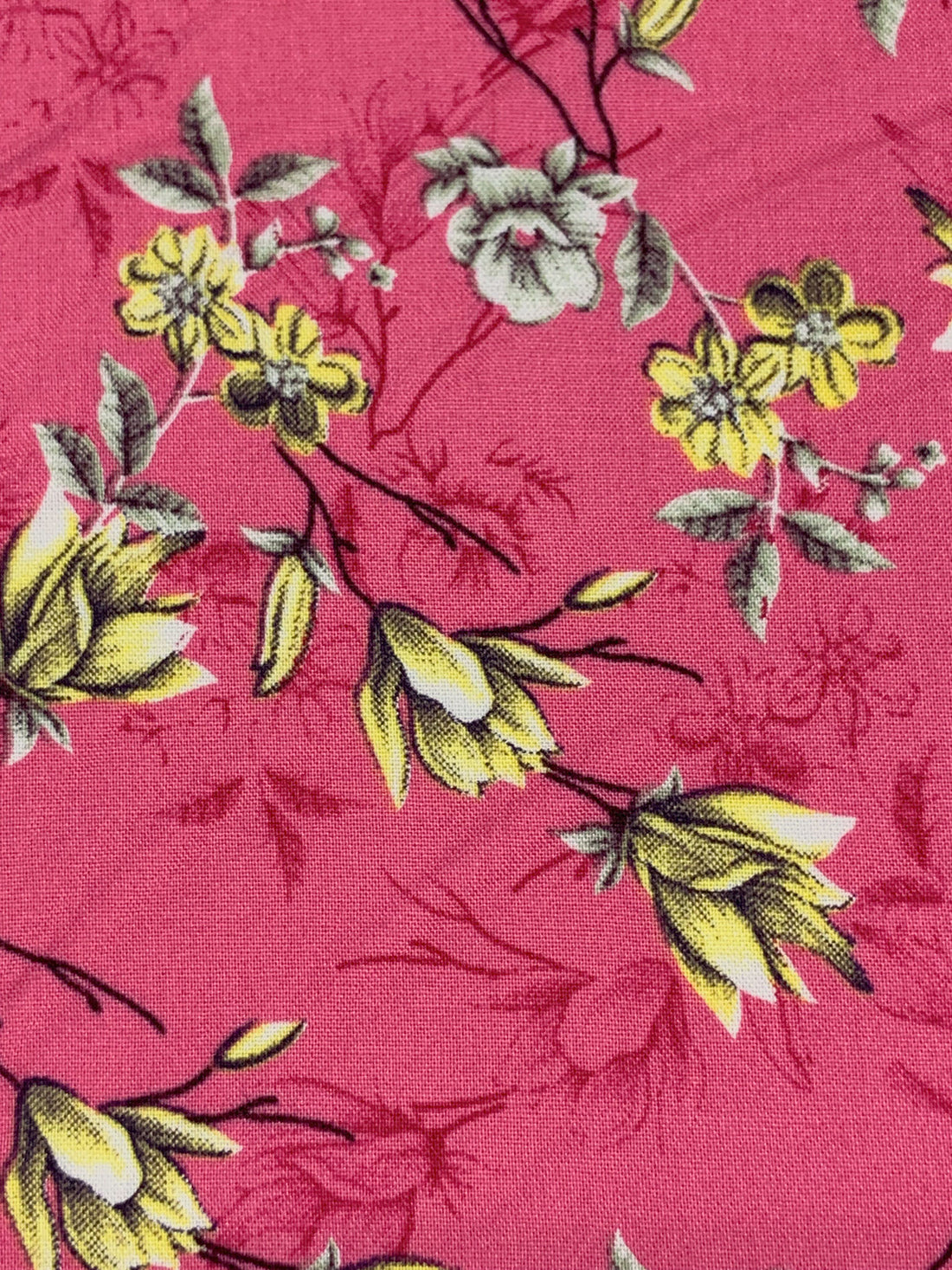 Charm Pink/Soft Yellow/White 100% Rayon Floral Print Challis 52W