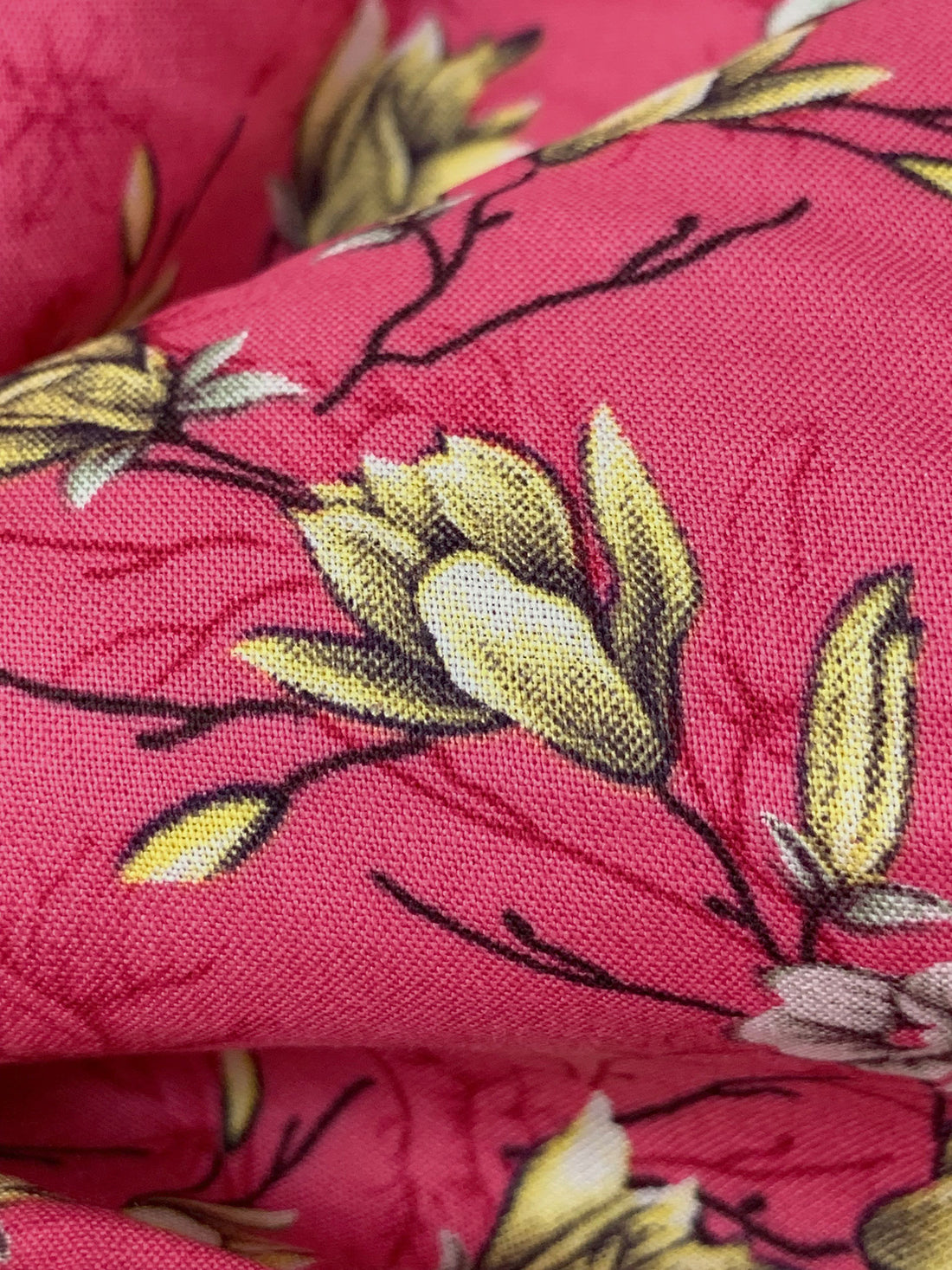 Charm Pink/Soft Yellow/White 100% Rayon Floral Print Challis 52W