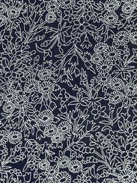 Navy/White Rayon/Lycra Sketch Floral Print Gauze 60W