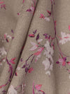 Taupe Brown/White/Charm Pink 100% Cotton Floral Print Voile 56W