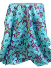 Grape/Light Green/Iceberg Blue 100% Cotton Novelty Floral Lace Look Print Sateen Shirting 56W