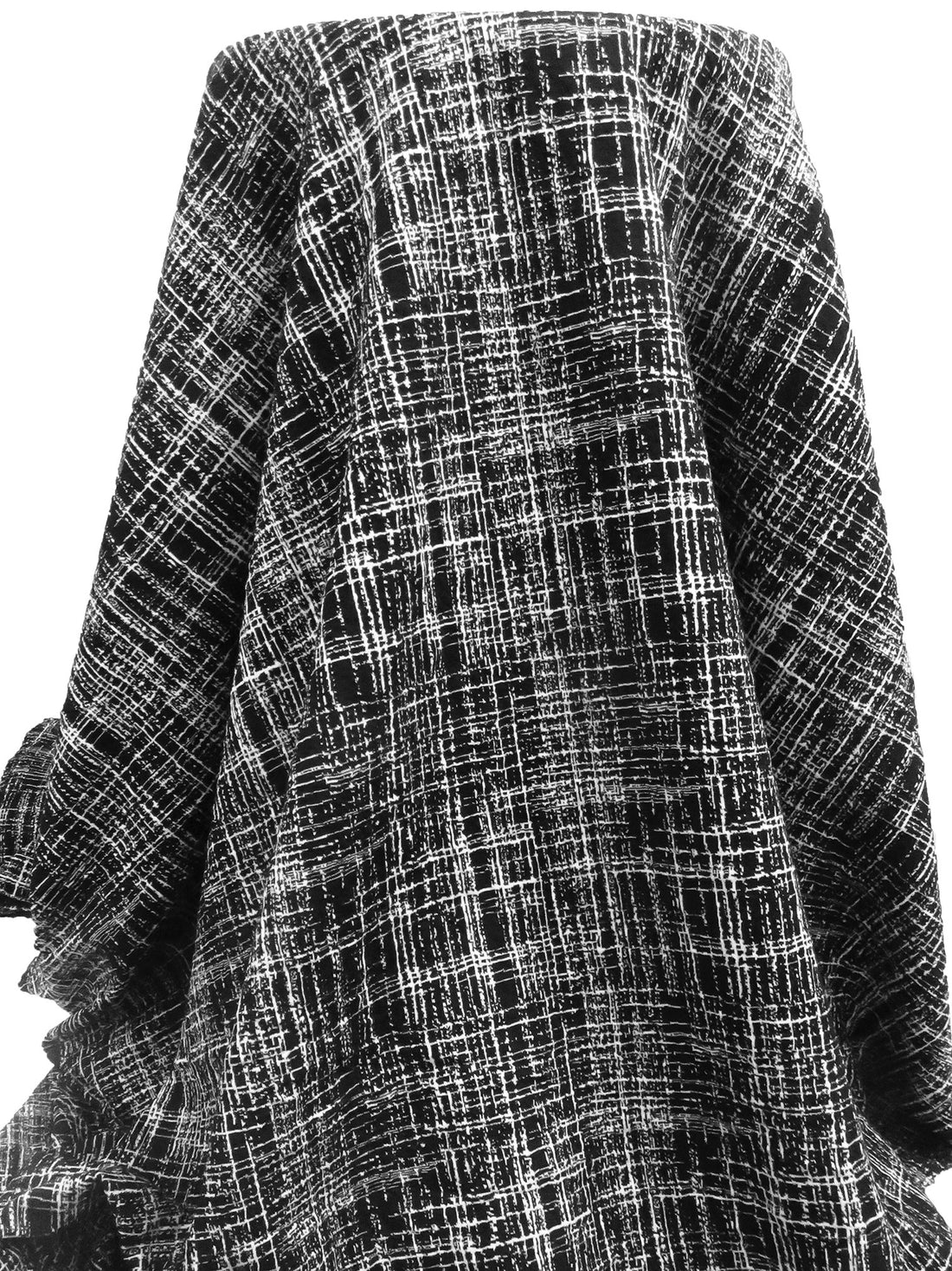 Black/White Polyester/Rayon/Spandex Crosshatch Jacquard Weave Double Knit 51W