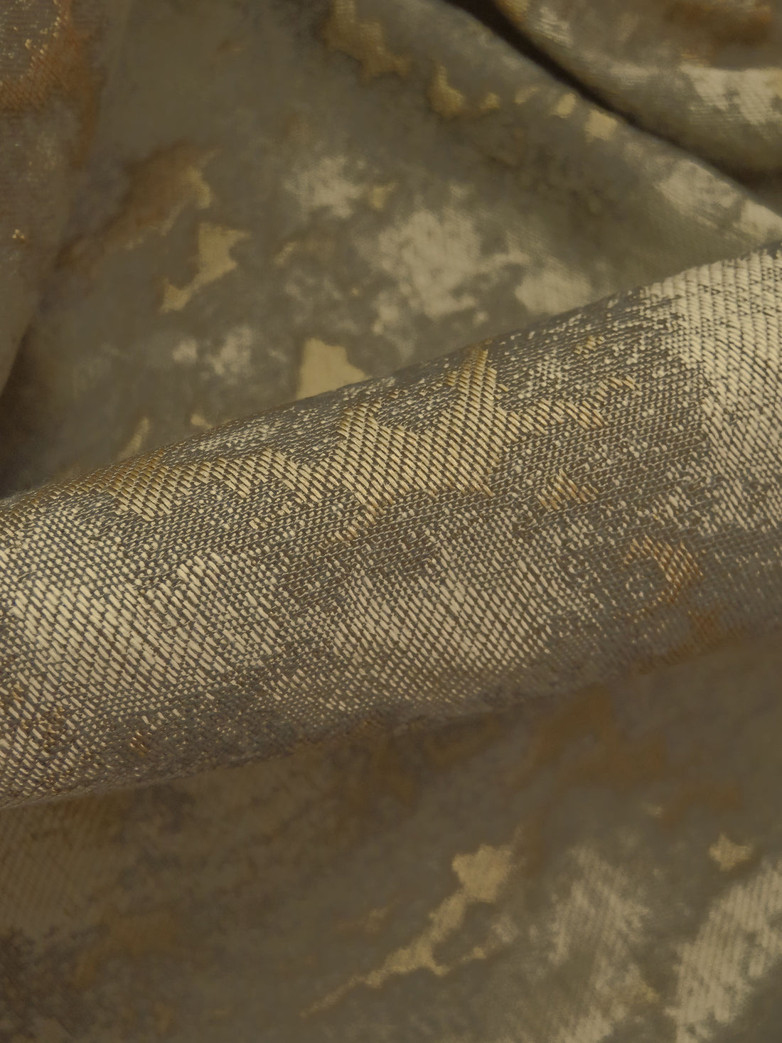 Sand/Pale Gold/Iwai Brown Polyester/Lurex Grunge Weave Jacquard - Imported From Italy - 56W