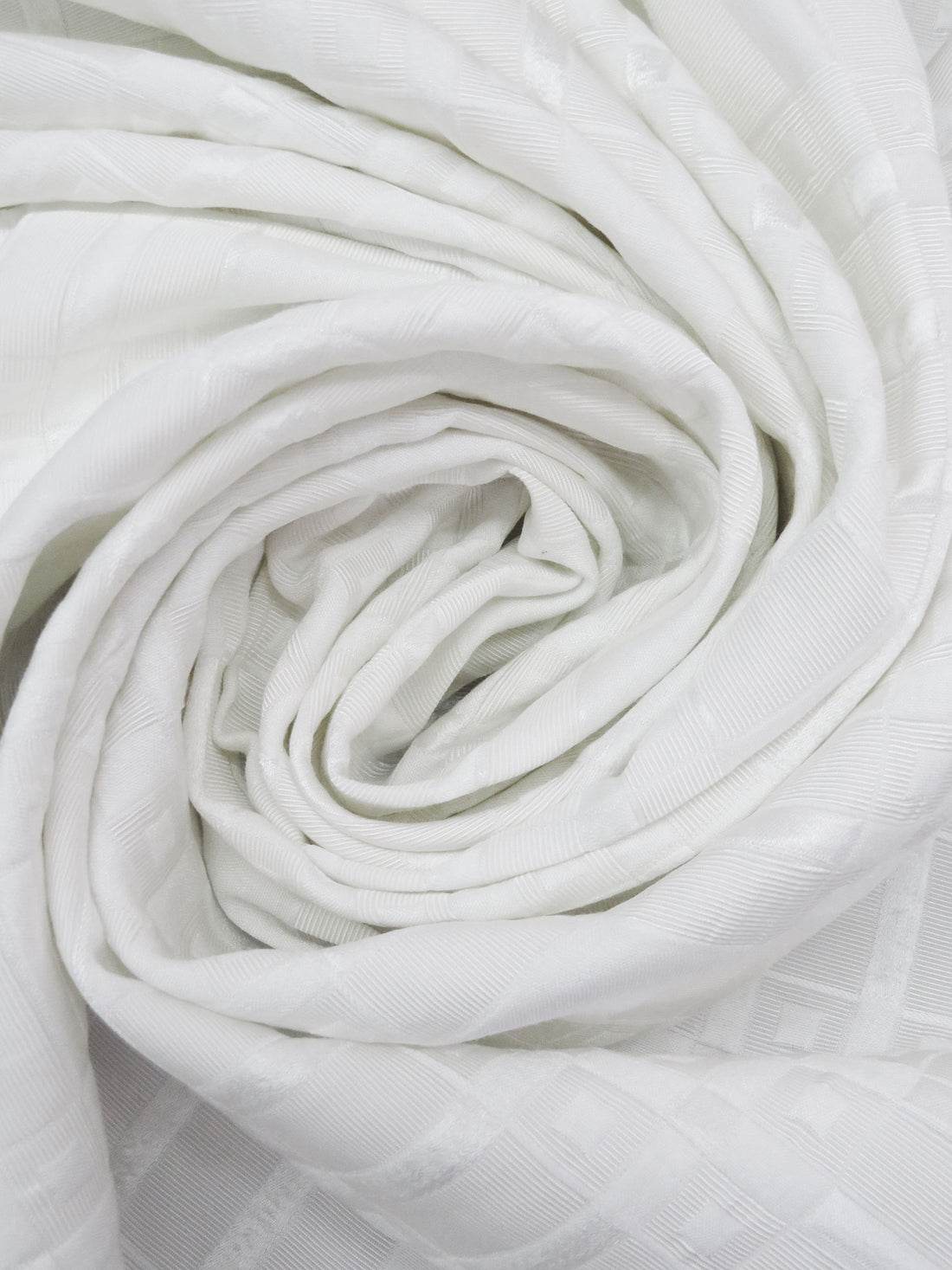 Snow White Rayon/Cotton Geometric Square Weave Jacquard - Imported From Italy - 55W