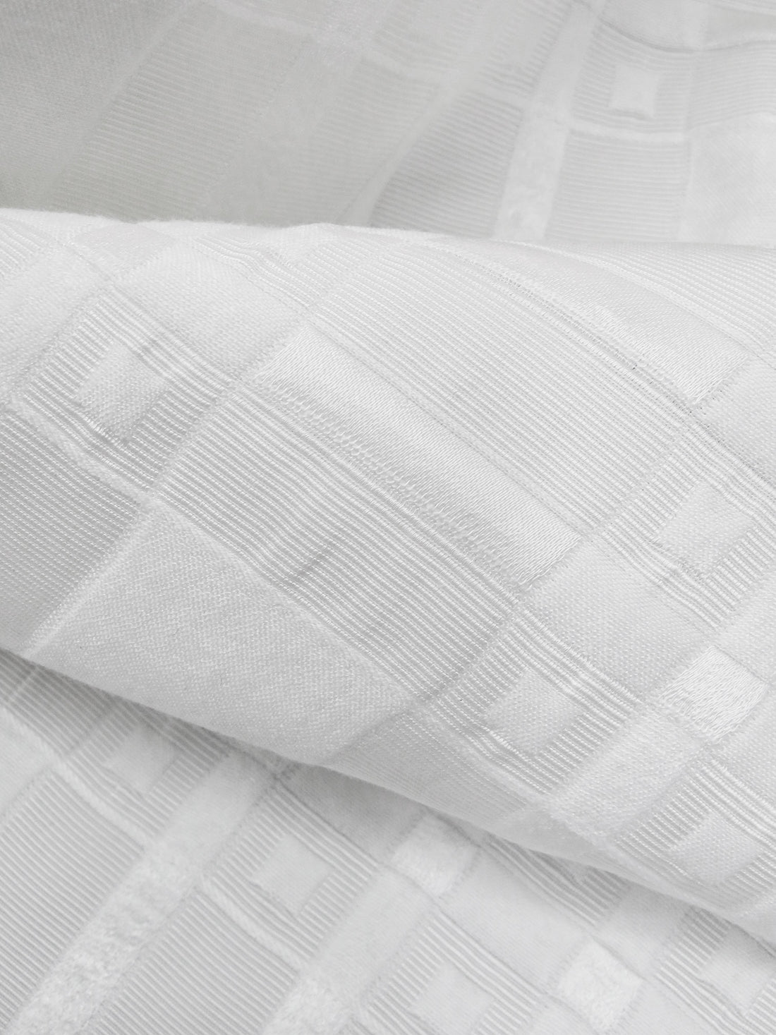 Snow White Rayon/Cotton Geometric Square Weave Jacquard - Imported From Italy - 55W