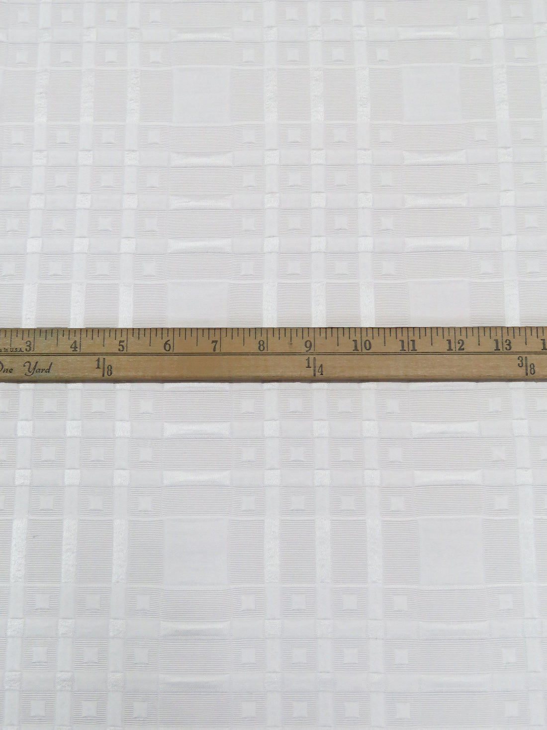 Snow White Rayon/Cotton Geometric Square Weave Jacquard - Imported From Italy - 55W