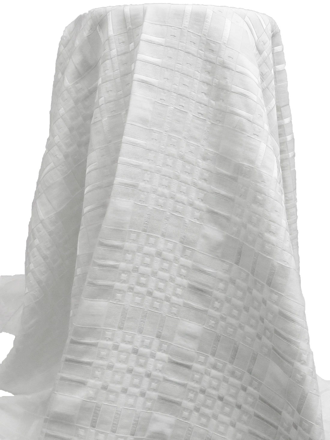 Snow White Rayon/Cotton Geometric Square Weave Jacquard - Imported From Italy - 55W