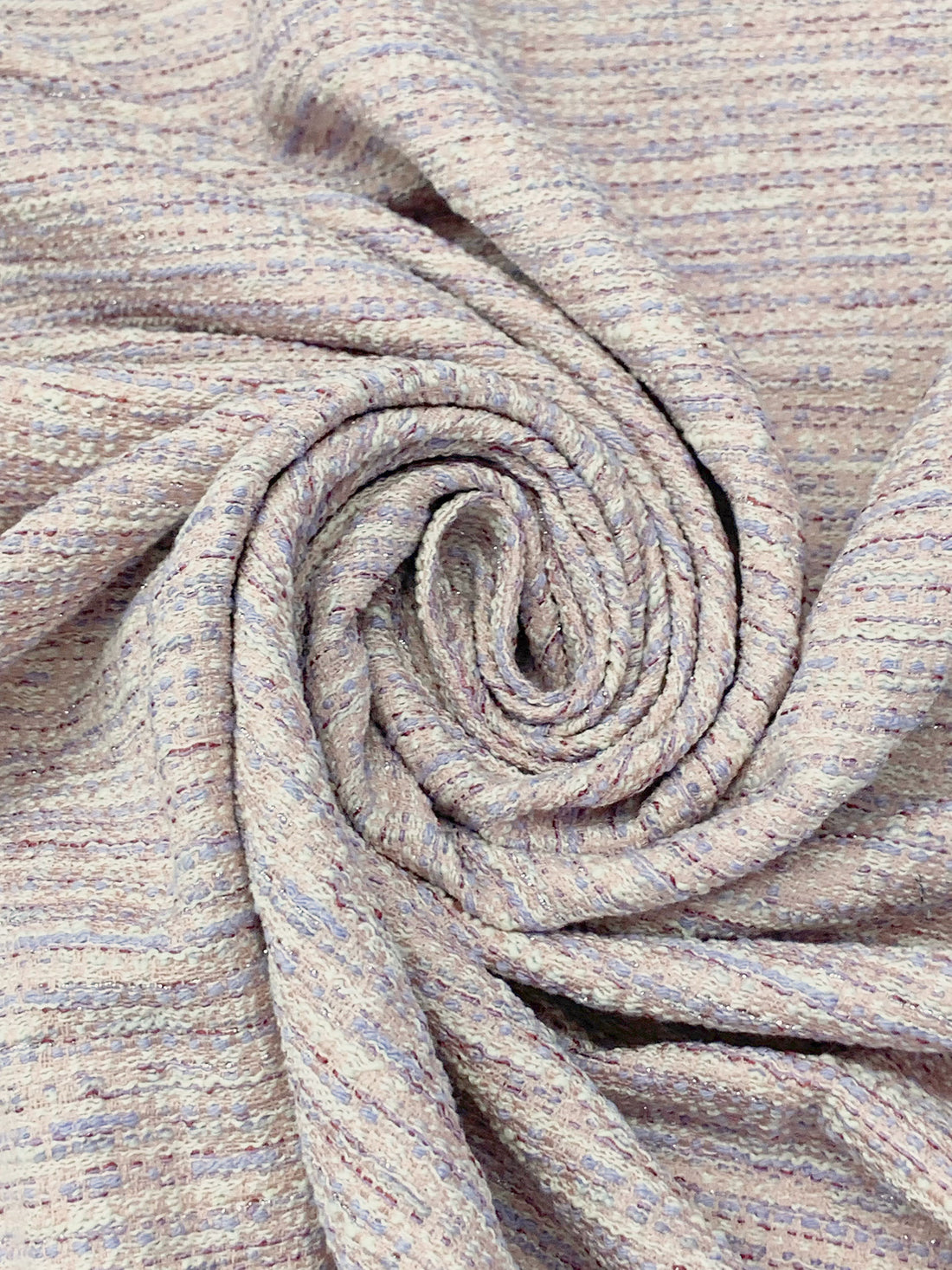 Light Periwinkle/Dusty Pink/Alabaster/Silver Cotton/Polyester/Acrylic/Nylon/Rayon/Linen Boucle Suiting - Imported From Italy - 52W