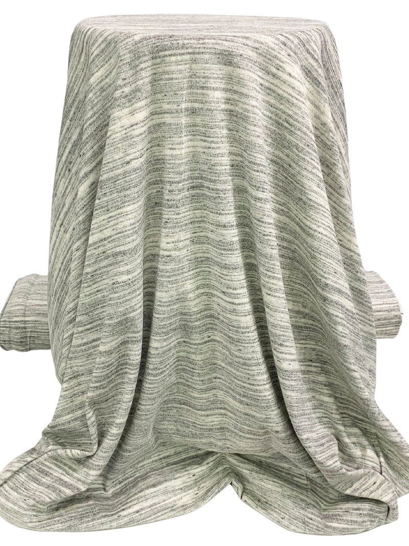 Antique Off-White/Black Rayon/Polyester/Lycra Space-Dyed Velour Knit 60W